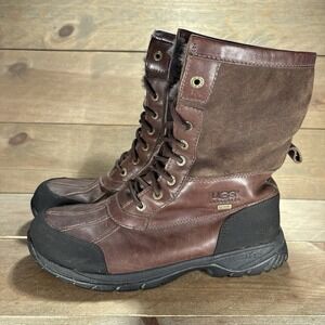 ugg butte mens size 9.5 shoes brown leather sheepskin winter boots